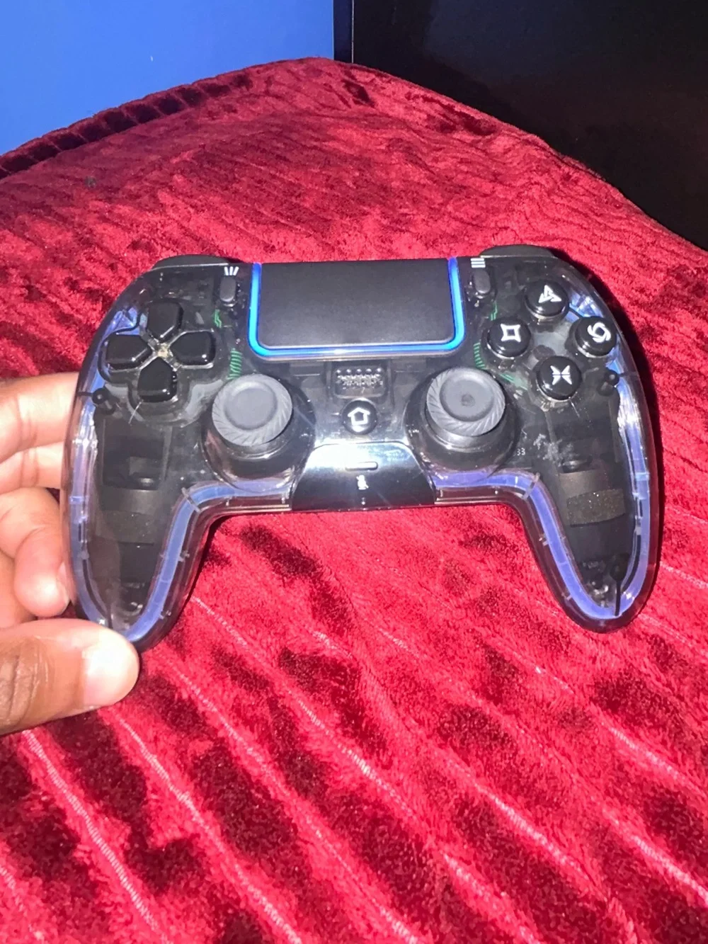 Transparent LED Wireless Game Controller - Blue Light